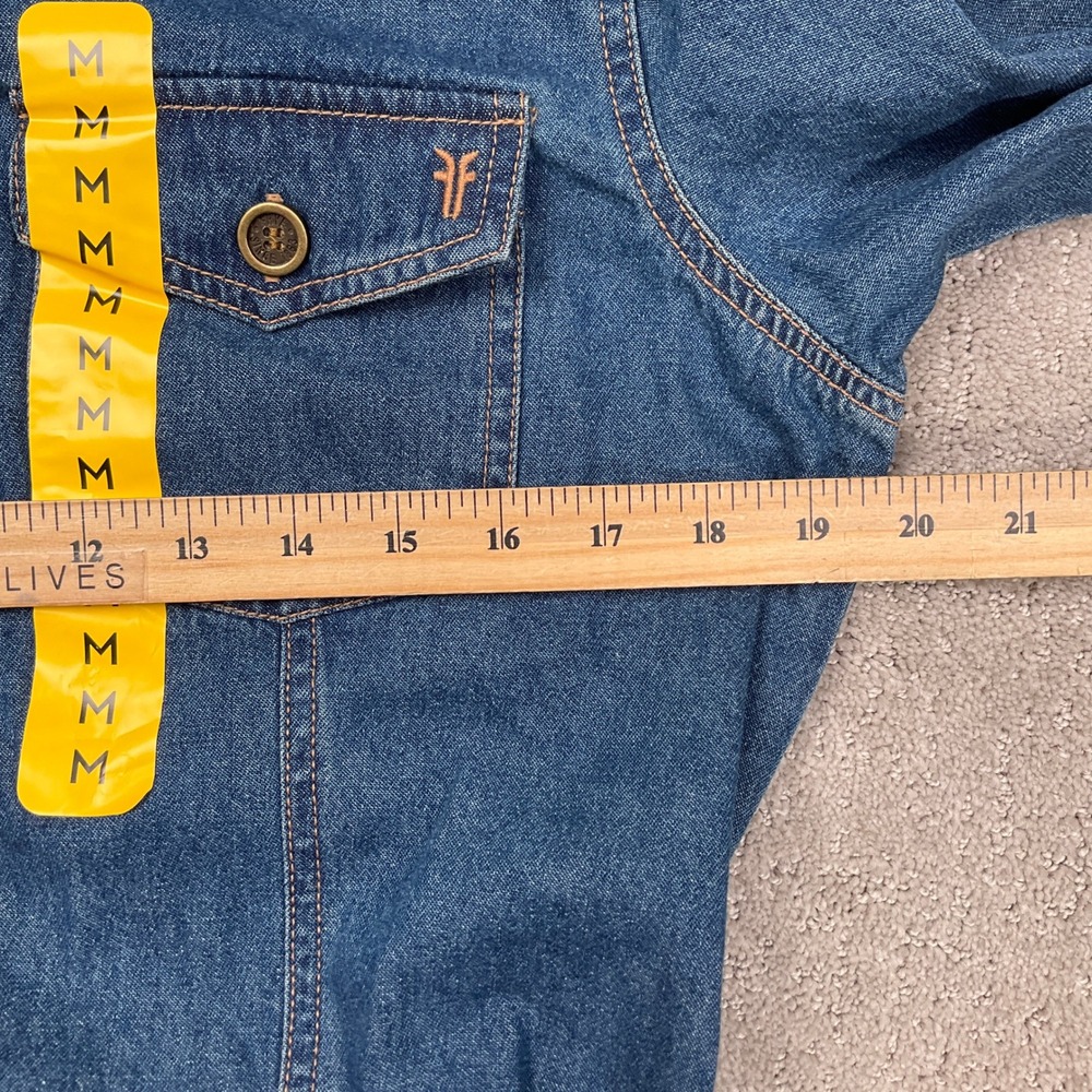 Frye Shirt‎ Dress Womens Medium Blue Western Americana Country Belt Midi Denim - Picture 7 of 11
